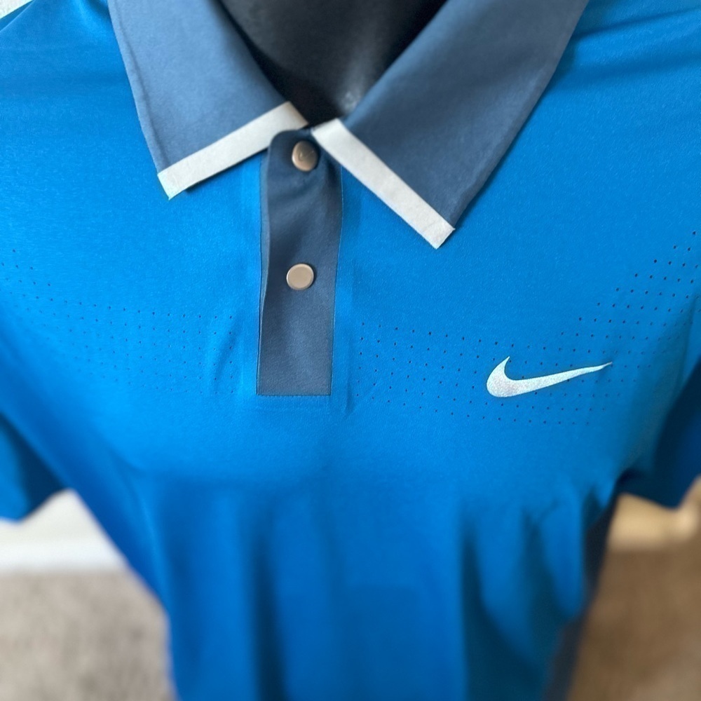 Men’s Nike pre own golf Tiger Woods collection TW polo shirt size L blue - Picture 3 of 8